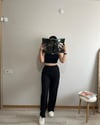 PİLİSELİ BOL PAÇA PANTOLON SİYAH