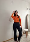 PİLİSELİ BOL PAÇA PANTOLON SİYAH