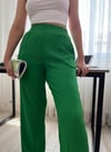 PİLİSELİ  BOL PAÇA PANTOLON YEŞİL 