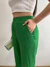 PİLİSELİ  BOL PAÇA PANTOLON YEŞİL 