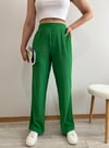 PİLİSELİ  BOL PAÇA PANTOLON YEŞİL 