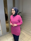 101007 Merserize Baklava Desenli Droplu Tunik
