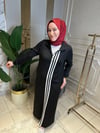 12555 Ön Fermuarlı Çizgili Elbise