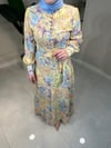 13299 Tencel Desenli Kol Detay Elbise