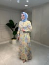 13299 Tencel Desenli Kol Detay Elbise