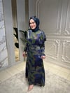 1670 Su Desenli Liyosel Elbise