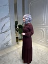 2044 Kendinden Desenli Kemerli Elbise