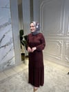 2044 Kendinden Desenli Kemerli Elbise