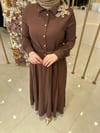 4004 Kolu Otrişli İpek Krep Elbise