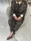 4925 Ghisa Beli Kuşaklı Leopar Elbise
