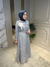 5031 Lase İşlemeli Çizgili Elbise