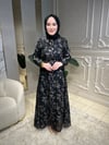 5047 Jakar Şifon Desenli Elbise
