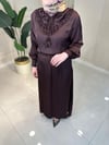 5201 Yaka Bağcık Ve Fırfır Detaylı Elbise