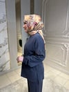 6005 Kolları İnci Ve Taş İşlemeli Takım-Lacivert