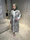 7225 Leopar Desenli Kot Yelek Gömlek Takım