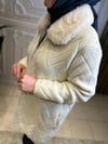 7639 Angora Yakası Kürklü Uzun Hırka