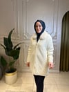 7639 Angora Yakası Kürklü Uzun Hırka