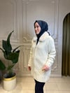 7639 Angora Yakası Kürklü Uzun Hırka