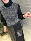 Ak5015 Simli Örme Deri Kombinli Elbise
