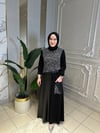 Ak5015 Simli Örme Deri Kombinli Elbise
