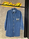 Ak6986 Denim Arı Nakış Gömlek