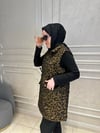 Ak9008 Astarlı Leopar Desen Jakar Yelek