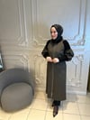 Ceremony5836 Kolları File Detaylı Belden Büzgülü Örme Kap