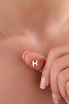 14 AYAR ALTIN 3 BOYUTLU H HARFLİ KOLYE