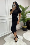 Kolları Otriş Detaylı Bluz & Büzgülü Etek Takım Siyah 