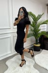 Kolları Otriş Detaylı Bluz & Büzgülü Etek Takım Siyah 