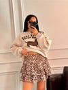 Leopar Şifon Mini Etek