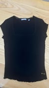 004 DANTELLİ KARE YAKA LACİVERT T-SHIRT
