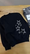 C2088 YILDIZ TAŞ BASKILI SİYAH ŞARDONLU SWEAT
