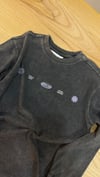 C2220 BASKILI YIKAMALI ANTRASİT UZUN KOL T-SHIRT