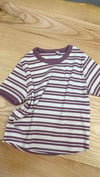 C2224 ÇİZGİLİ FİTİLLİ GÜL KURUSU T-SHIRT