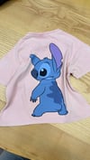 C2335 STTCH BASKILI YIKAMALI PEMBE T-SHIRT