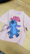 C2335 STTCH BASKILI YIKAMALI PEMBE T-SHIRT
