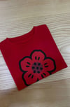 C2391 KNZ PAPATYA BASKILI KIRMIZI  T-SHIRT