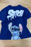 C2404 STITCH ÖN/ARKA BASKILI LACİVERT T-SHIRT