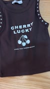 C2445 CHERRY BASKILI DROPLU KAHVERENGİ ATLET
