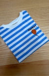 C2485 HAPPY NAKIŞLI MAVİ ÇİZGİLİ T-SHIRT