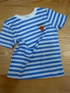 C2485 HAPPY NAKIŞLI MAVİ ÇİZGİLİ T-SHIRT
