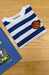 C2493 BASKET TOPU NAKIŞLI MAVİ ŞERİTLİ T-SHIRT