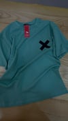 C2501 ÖN/ARKA X BASKILI YEŞİL T-SHIRT
