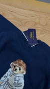 C2506 BEAR NAKIŞLI LACİVERT PAMUKLU KAZAK