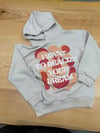 C2531 BASKILI BEJ KAPÜŞONLU SWEAT