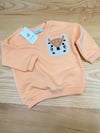 C2535 ÖRME APLİK DETAYLI SOMON İNCE SWEAT