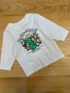 C2539 DİNO BASKILI BEYAZ UZUN KOL T-SHIRT