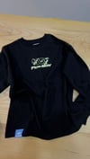 C2558 ÖN/ARKA KAYKAY BASKILI SİYAH UZUN KOL T-SHIRT