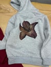 C2839 SIRT BASKI DETAYLI GRİ KAPÜŞONLU SWEAT